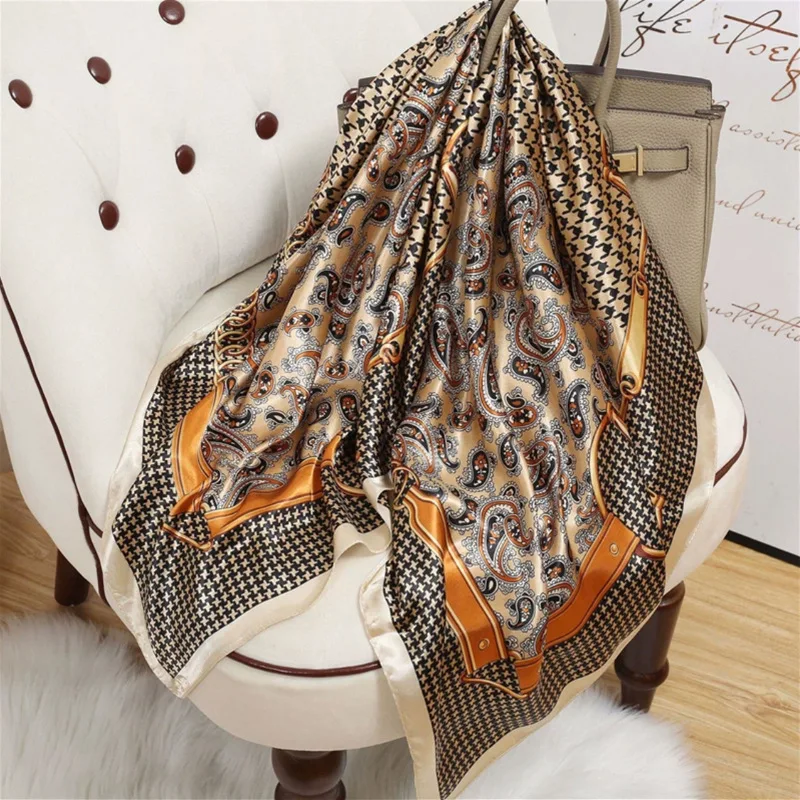 Paisley Printed Scarf Women's Thin 90 Square Spring and Summer Imitated Scarves Decorative All-Match