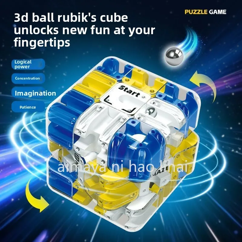 2026 Fun 3D Ball Maze Rubik's Cube Third-Order Logic Thinking Decompression Toy for Children New Grinding Square Puzzle Game