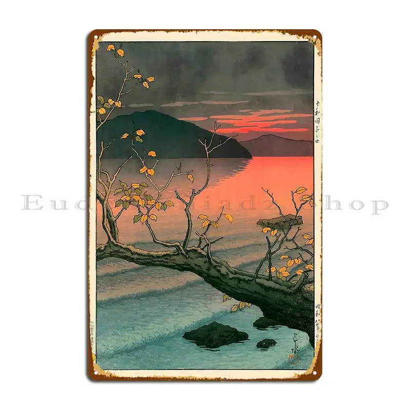 Ukiyo E Nenokuchi Lake Metal Sign Retro Plaques Living Room Wall Designs Tin Sign Poster