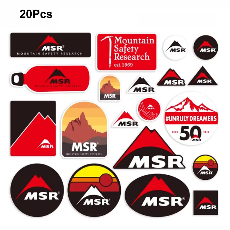 20 Pcs/Set Outdoor Brand Tent Camping Stickers Fishing Box Skateboard Helmet Laptop Car Waterproof Decals Vinyl Glossy Pegatinas
