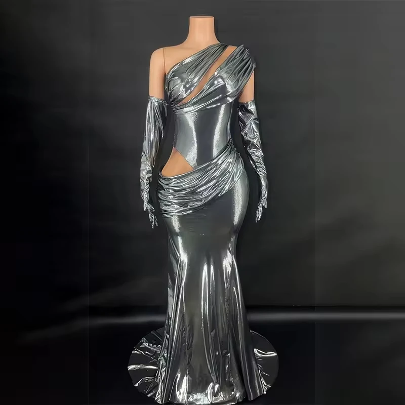 

Elegant Greek Goddess Asymmetric One-Shoulder Ball Gown Red Carpet Runway Banquet Party Dress