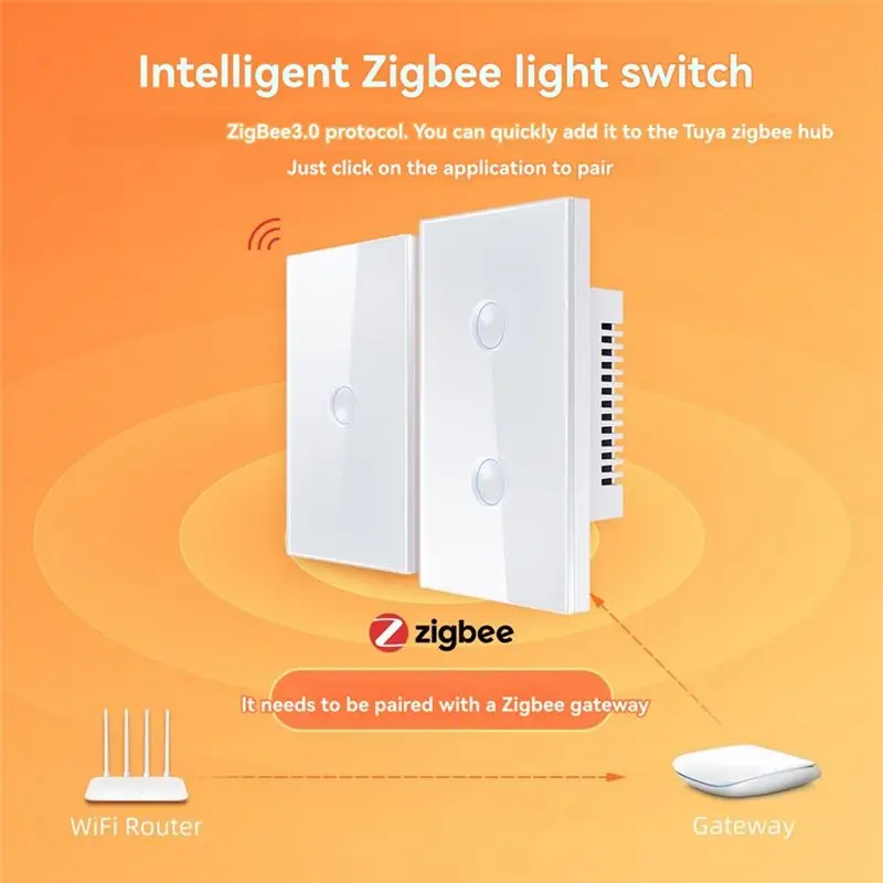 ABQU Smart Home WiFi Touch Switch By Tuya 4 Gang White Compatible for Alexa for Google Home Zigbee3.0 110-240V