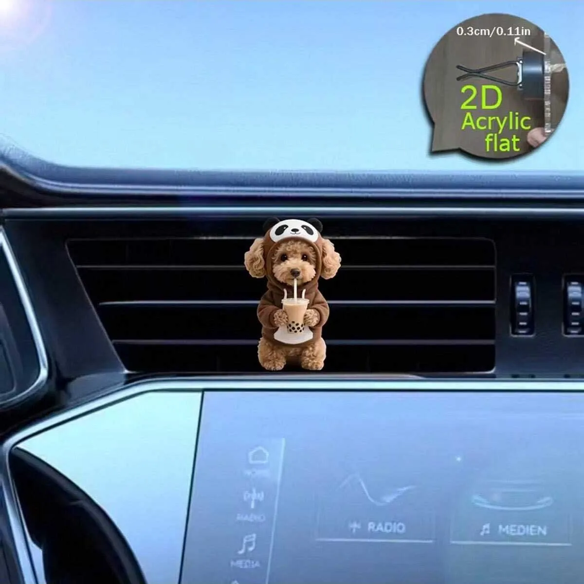 2D Flacher Teddybär-Auto-Lüftungsauslass-Dekorationsclip, Kann zum Trinken von Milchtee Verwendet Werden, Frische Luft im Auto, Niedliches Auto-Interieur – Detail 5