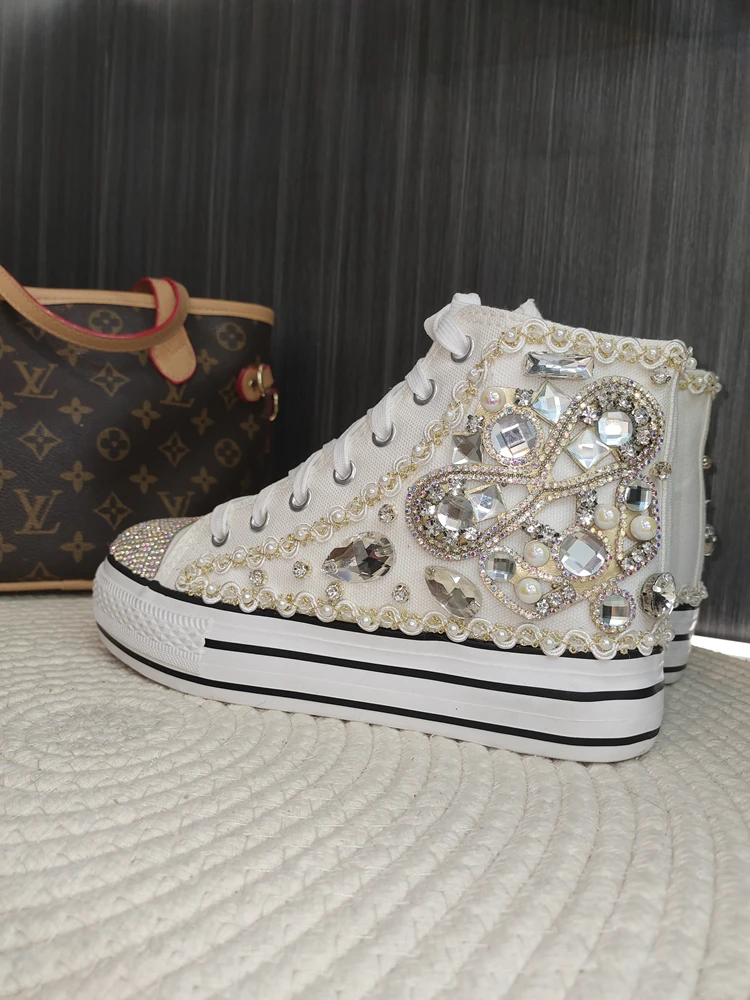 New Crystal Diamond Inlaid Canvas Shoes