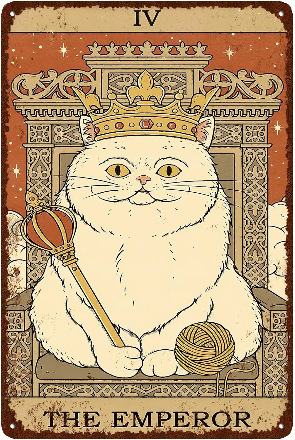 Vintage Cat Tin Sign Retro Tarot Card Metal Sign Poster Wall Art Decor Bathroom Dorm Room Home Decor - Emperor sign