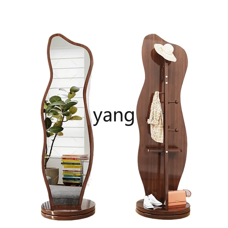 Yjq French full-body mirror, coat rack, double-sided household special-shaped bedroom floor-to-ceiling rotating fitting mirror