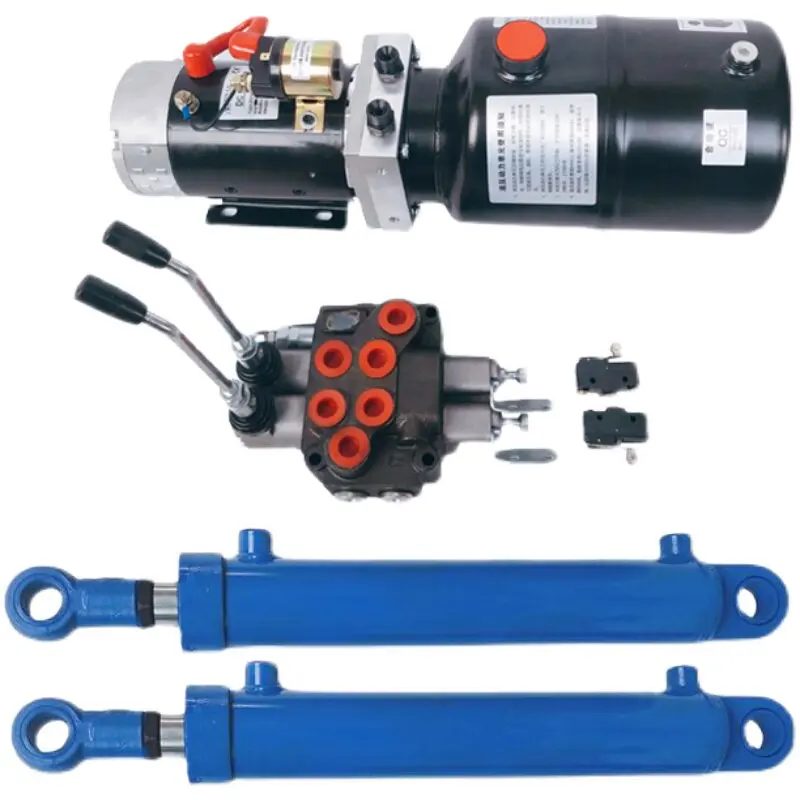 24VHydraulic pump station excavator trailer engineering flatbed truck ladder modification semi-electric hydraulic ladder lifting