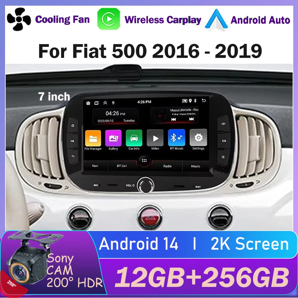 

7-дюймовый автомобильный радиоприемник для FIAT 500 2016 2017 2018 2019 Android Auto Мультимедийный видеоплеер Навигация Carplay Стерео 2din DVD WIFI