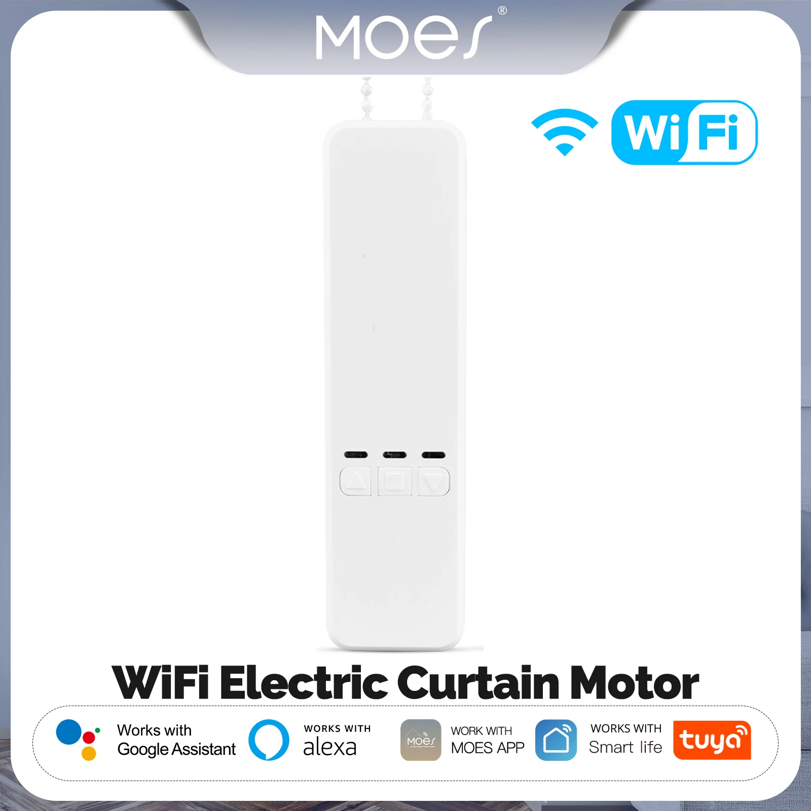 

MOES Tuya WiFi Smart Motor Electric Chain Roller Blinds Shade Shutter Drive RF Remote Kit Smart Life App via Alexa/Google