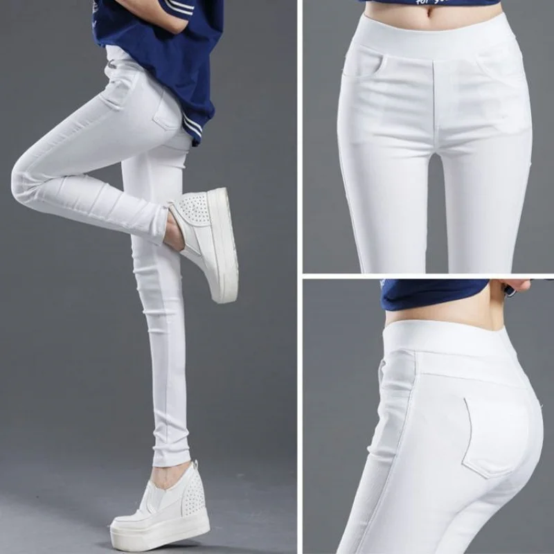 

Elegant Slim Fit Solid Leggings Pants Fashion Women Elastic Stretch Skinny Pocket Pencil Legging Office Lady Commute Outerwear