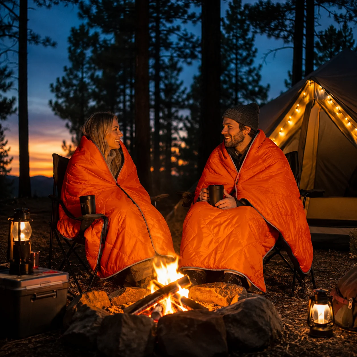 Lightweight Puffy Camping Blanket for Outdoor - Compact & Warm, Emergency Survival Blanket for Hiking, Travel, and Stadium Event