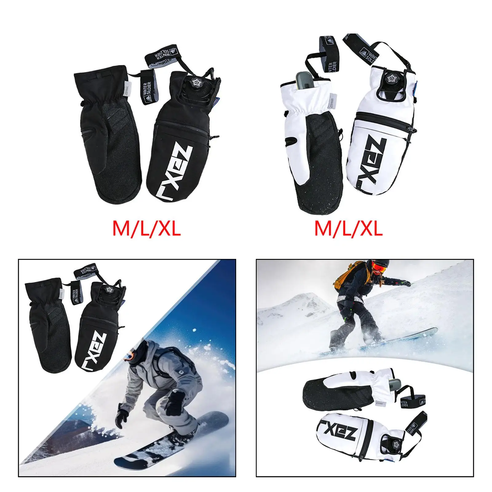 

Ski Gloves Adjustable Snow Mittens Unique Comfortable Snowboard Gloves Winter Gloves for Running Sports Skating Outdoor Snow