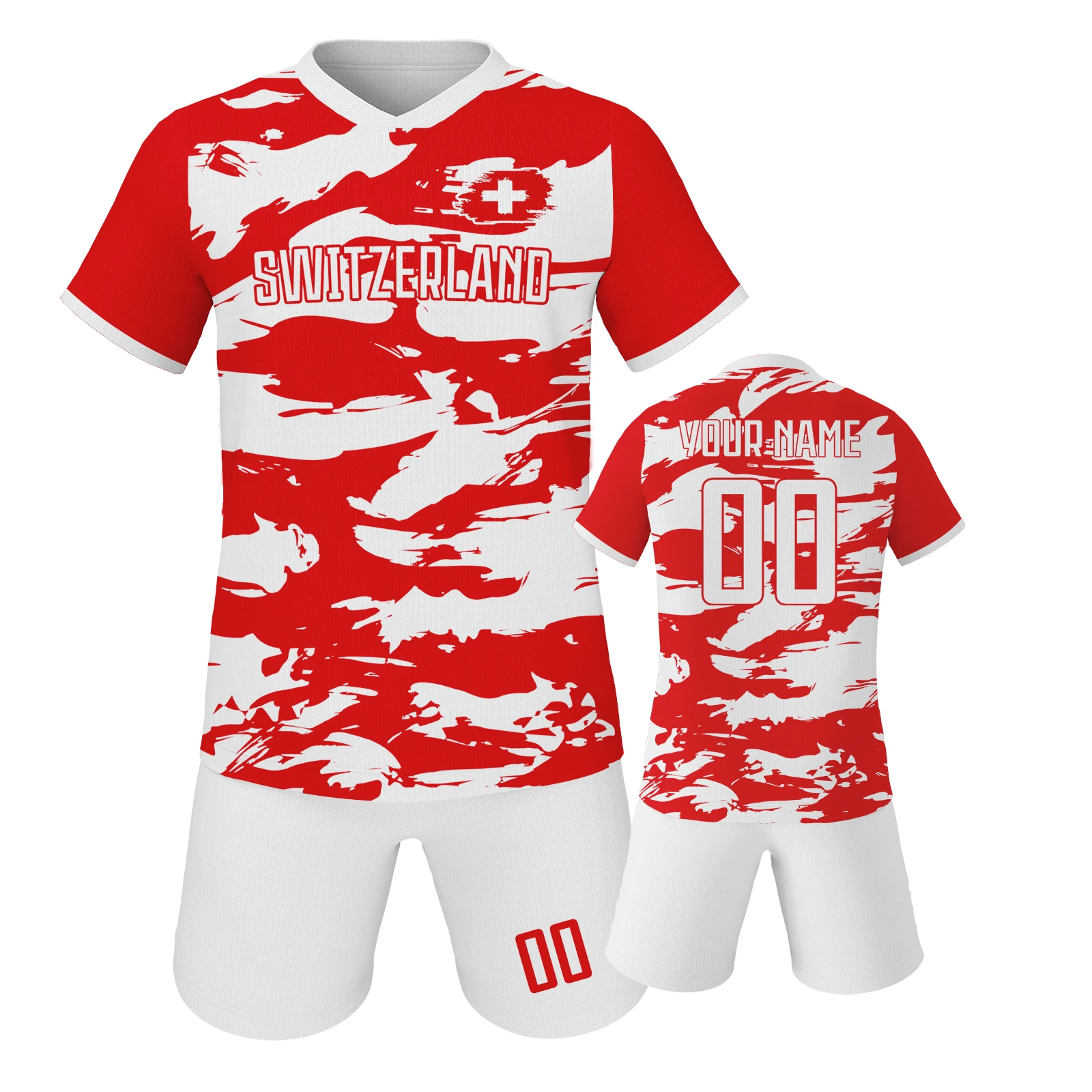 Custom Switzerland Soccer Jersey Personalized Name Number Kids Football Uniforms Soccer Tracksuit Jersey Kit Gift for Children