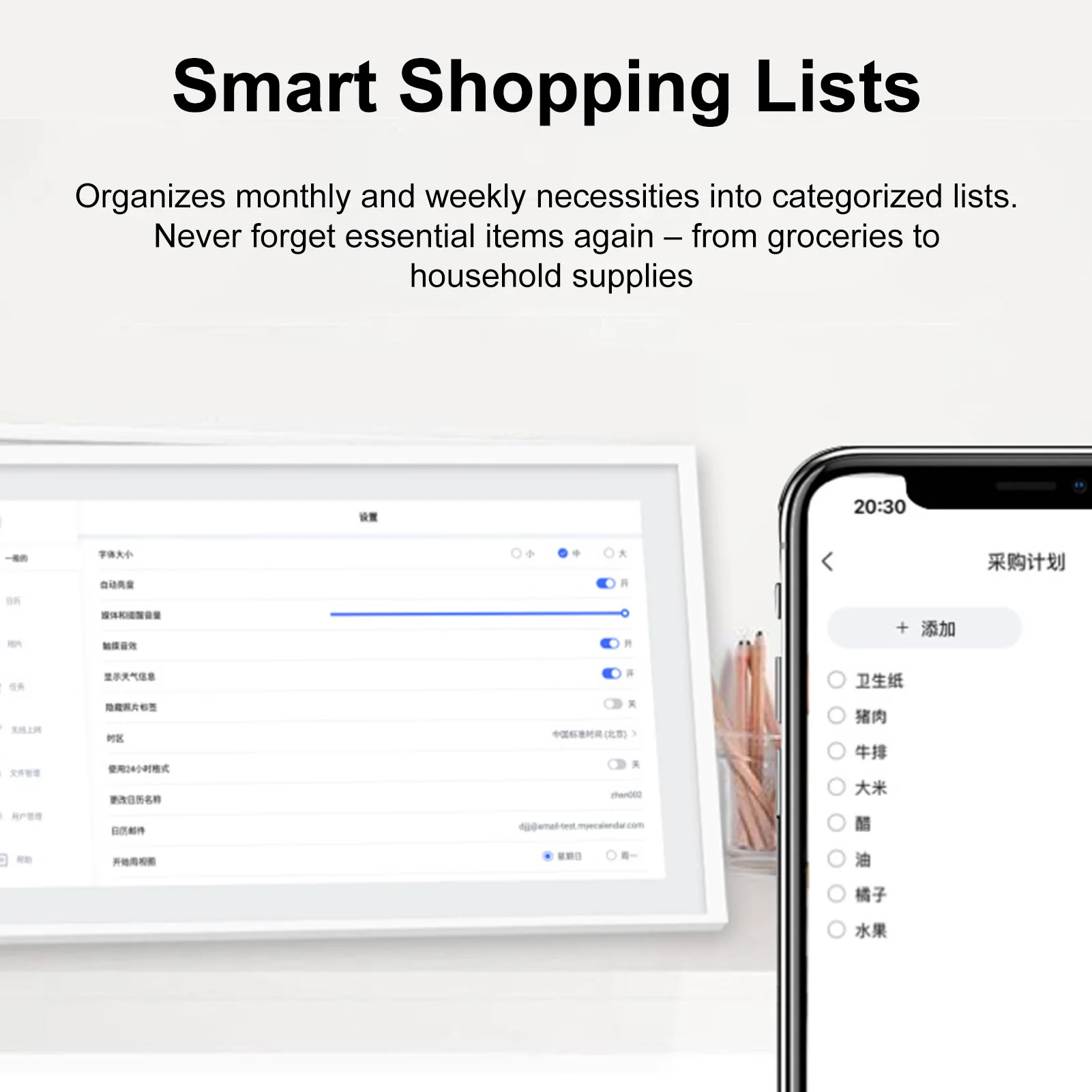 【Flash】32GB 10.1 Polegada Touchscreen WiFi Calendário Digital Inteligente Porta-Fotos Organizador Familiar Gráfico de Tores Digitais Planejador de Refeições