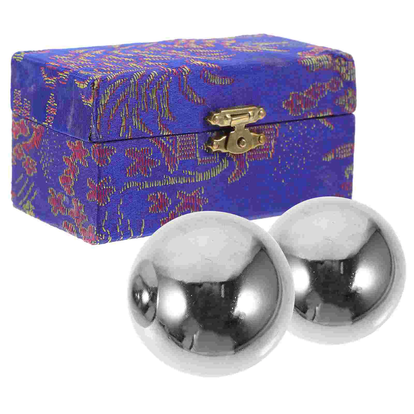 2 Pcs Health Handball for The Elderly Massage Balls Spiky Iron Metal