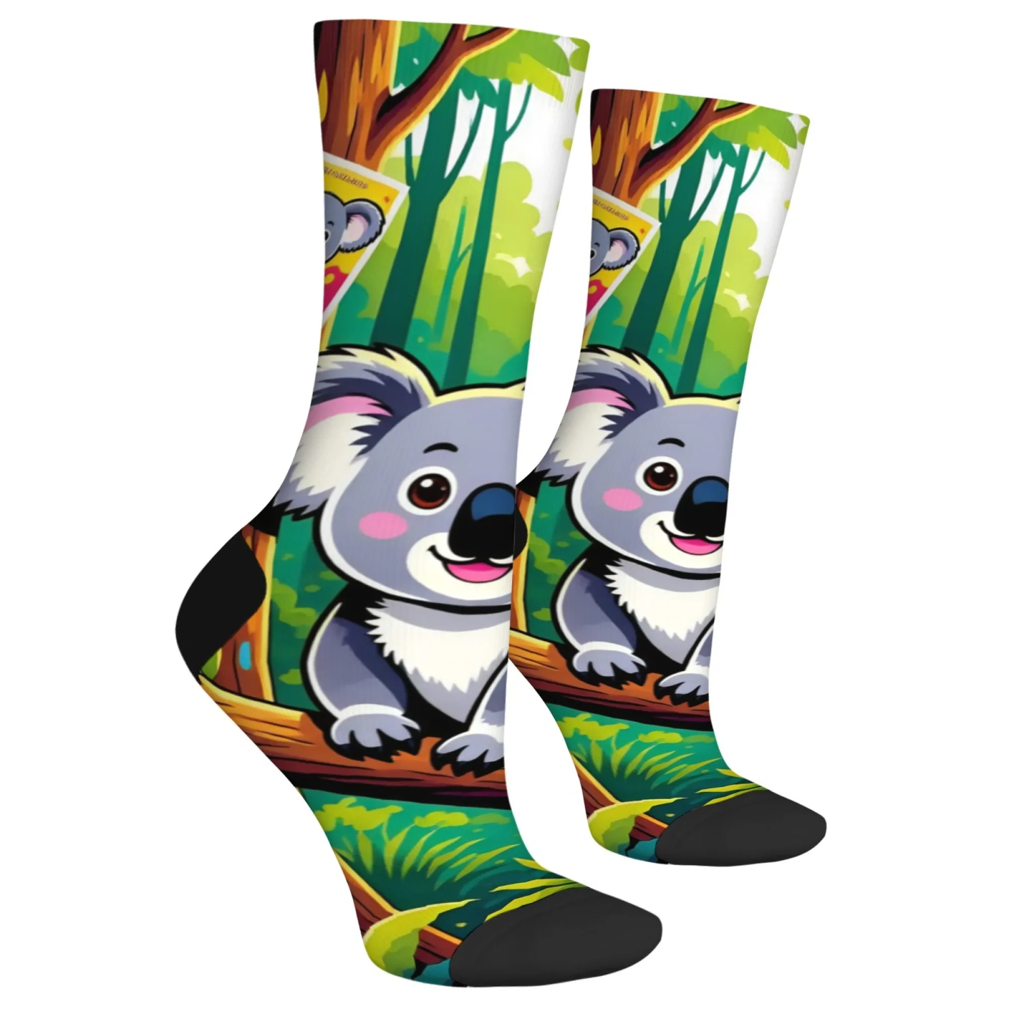 Мужские носки Harajuku в стиле ретро с мультяшным принтом коалы — новый уличный стиль, естественный стиль, повседневные носки, удобные и дышащие
