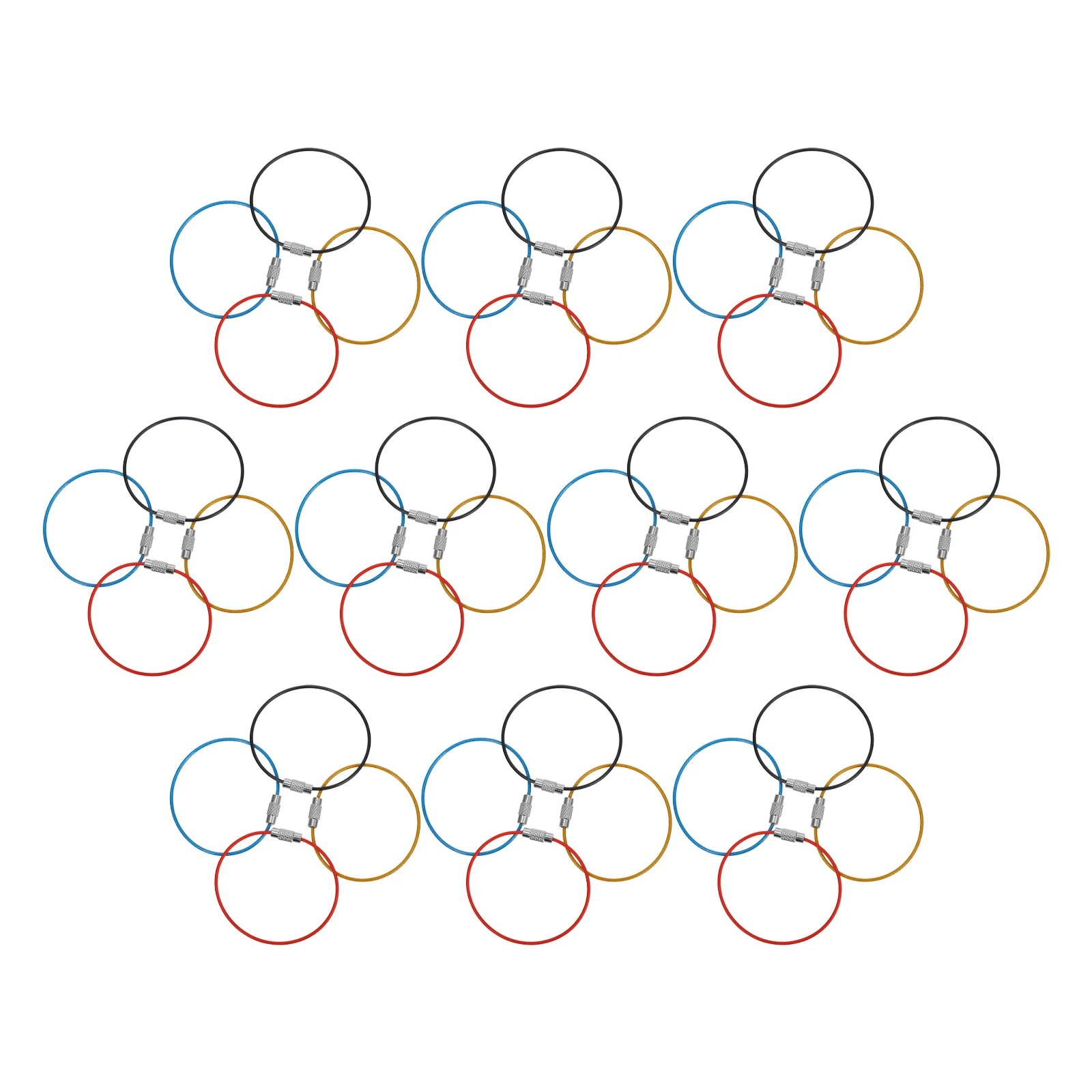 

50 Pcs Large Key Ring Wire Keychain Cable Steel Loops Metal Rings Bright Colors Strong Sturdy Multi Functionality Crafting Needs