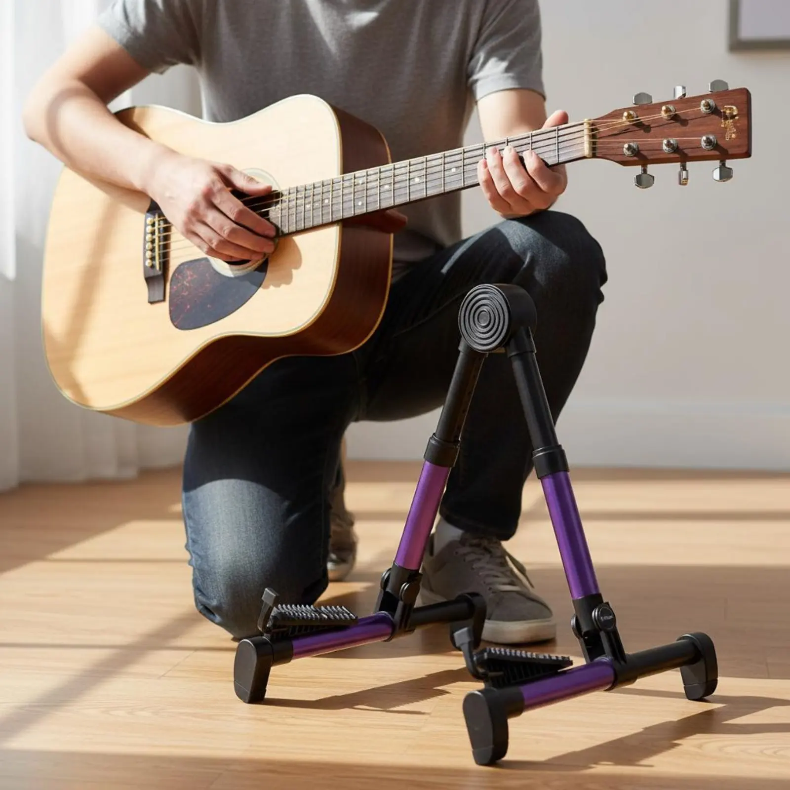 

Foldable Guitar Stand Stable Triangular Design V-Shaped Guitar Stand Aluminum Alloy Lightweight for Guitarists