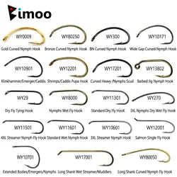 Bimoo 200pcs High Carbon Steel Barbed Fly Tying Hook for Tying Dry Wet Caddis Fly Nymph Streamer Emerger Pupa Trout Fishing Lure