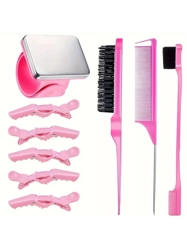

Rat Tail Comb Teasing Hair Brush Edge Hairs Brush Magnetic Pin Wristband & Alligator Sectioning Hair Clip Braiding Styling Tools