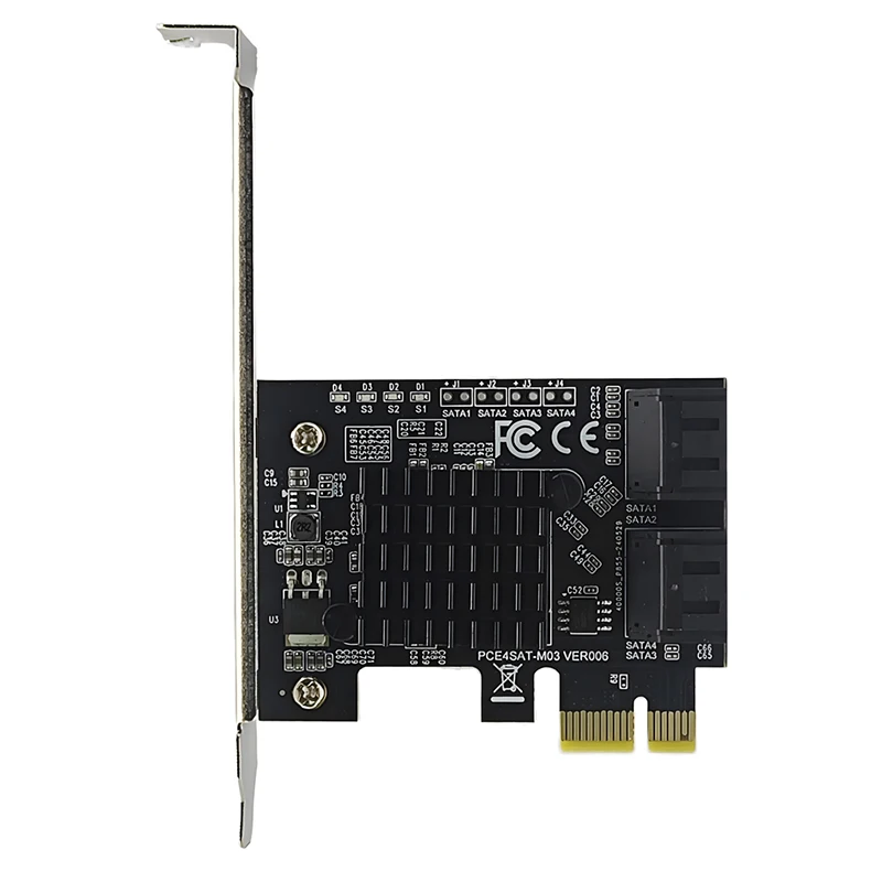 

PCIE SATA Card PCI Express X1 to 4 Port SATA3.0 6Gbps Controller Marvell 9215 Chip PCI-E SATA Expansion Card Adapter for Desktop