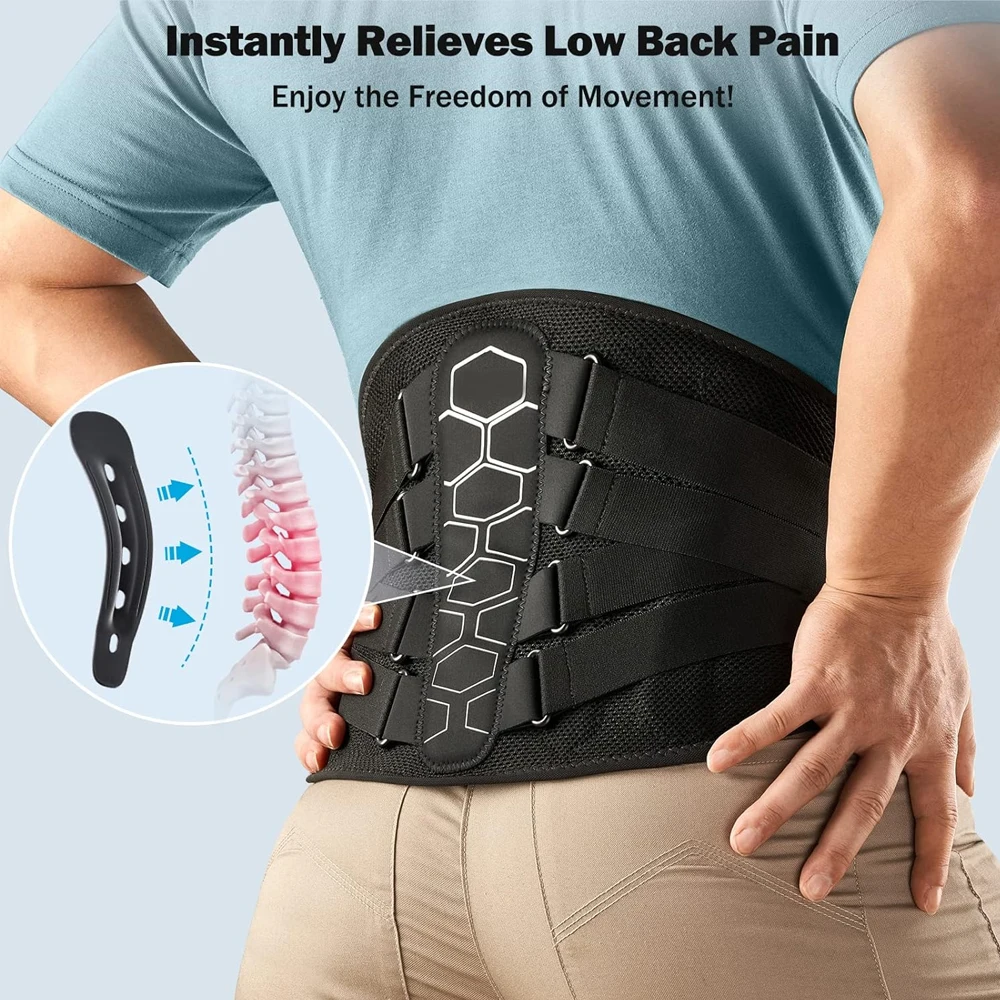 Cinturón de soporte Lumbar de punto 3D transpirable para ciática de adultos, soporte para la cintura y la espalda baja con sistema de polea, 1 unidad