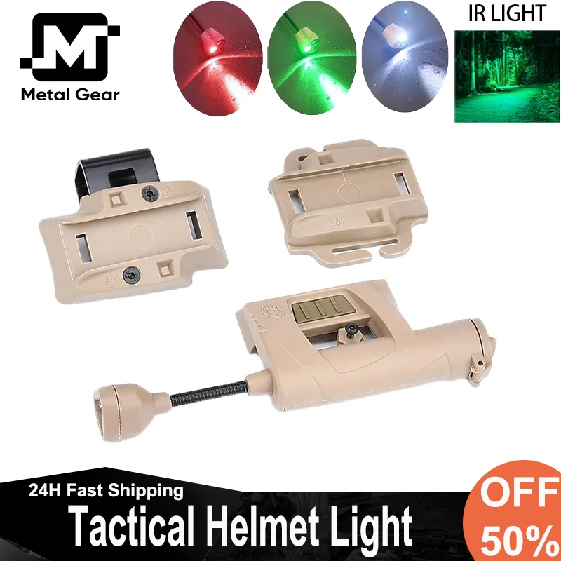 

WADSN Mpls Tactical Helmet Light FAST Military Hunting Helmet Signal Lamp Green Red IR Laser 4 Modes Charge Helmets Flashlight