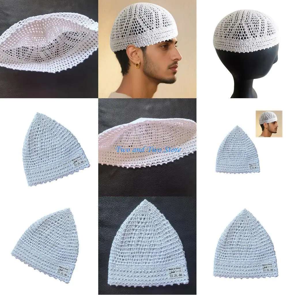 

HX6F Arabic Wool Knit Cap Men Cold Weather Accessory Stretchy Comfortable Headwear
