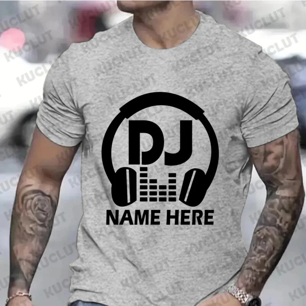 T-shirts for Men Personalised Custom DJ Music Headphones T-shirt Singing Club Singer Birthday Gift Tshirts DIY Unisex Tee Top