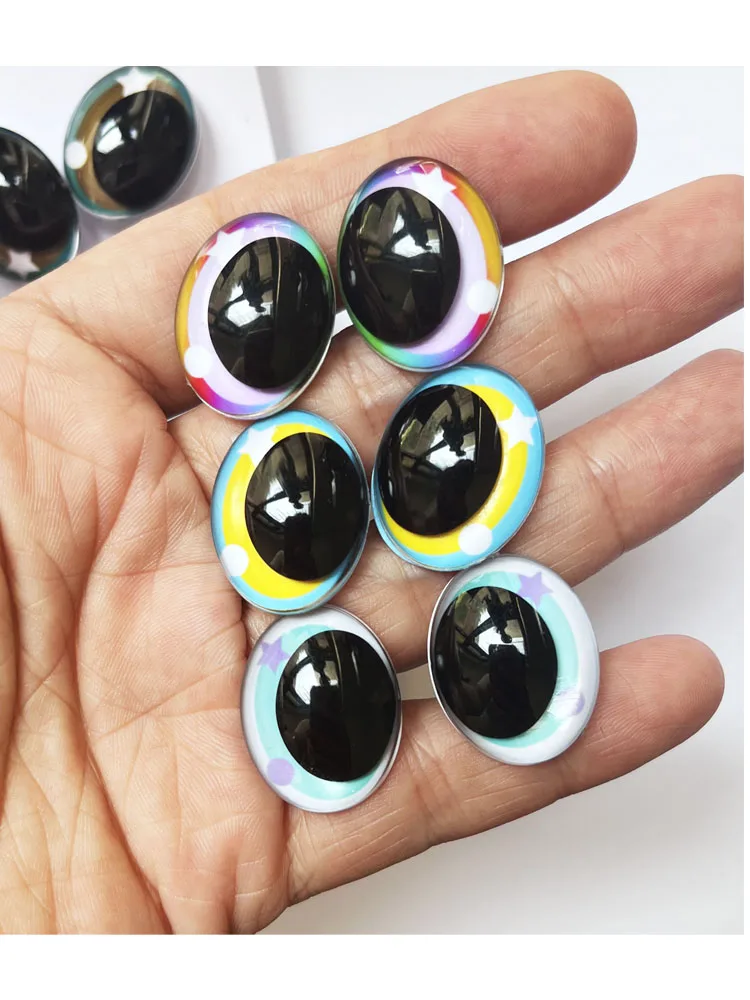 20 Stück handbemalte, gemischte Farben, neuer Stil, 18 x 24 mm, ovale Sicherheitsaugen für Spielzeug mit Handpress-Unterlegscheibe für DIY-Plüschpuppen und Zubehör – Detail 10