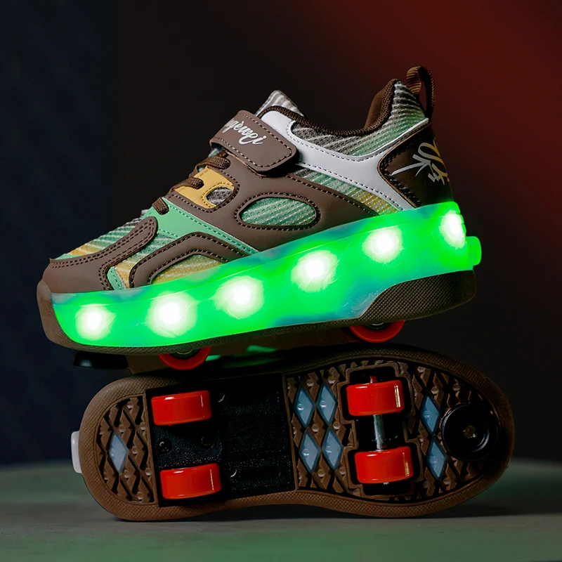 

2025 New Cool Roller Sneakers: Boys' 2-Wheel Multi-Light Shoes, Girls' Wheeled Roller Skates for Students