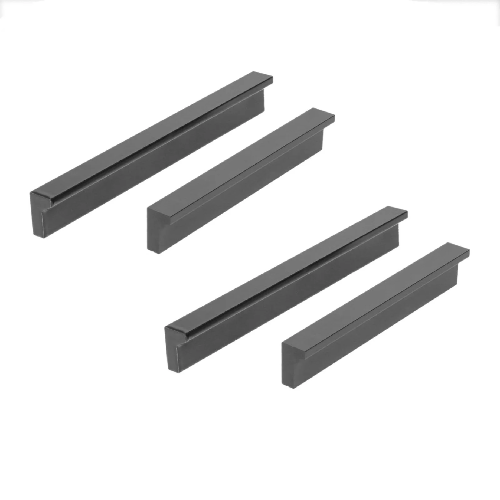 4pcs Minimalist Handle Aluminium Alloy Stripe Pull Inside Buckle Style Knob w/screw Modern Black 96-128mm Length Cupboard Drawer