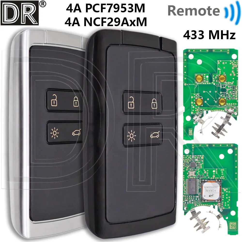Grande clé à distance de voiture KR5IK4CH-01 4A, 433MHz, pour Renault Megane IV Kadjar Clio5 Zoe2 Koleos Captur Scenic Talisman Espace 5