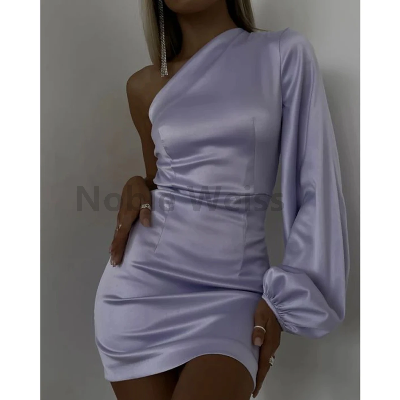 

Атласное платье для выпускного вечера на одно плечо, вечернее платье русалки на заказ