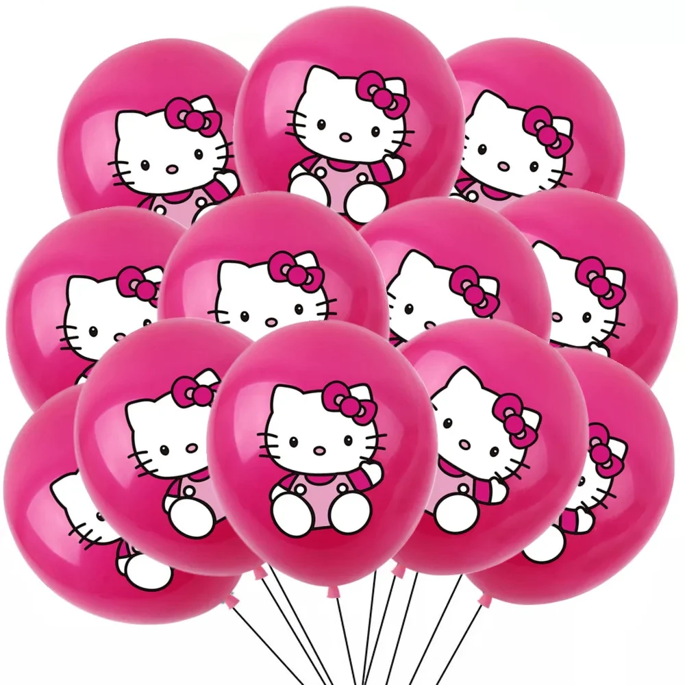 12pcs/set Hello Kitty Latex Balloons Cute Cartoon Sanrio Girls Boys Birthday Party Wedding Anniversary Decoration Kids Toys Gift