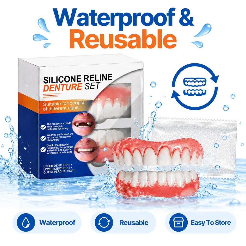 Silicone Denture Kit Temporary False Teeth Cosmetic Veneers Set Comfort Fit Tooth Gap Repair Denture For Instant Confident Smile