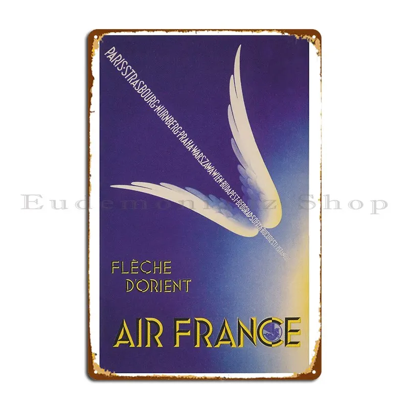 Air France Wings Vintage Travel Poster Metal Plaque Poster Party Bar Wall Decor Custom Garage Tin Sign Poster