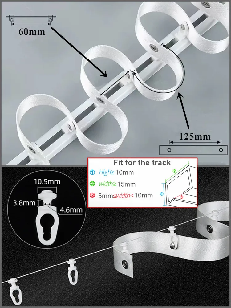 Ripplefold Curtains Runners Wheels for S Fold Rail Waves Curtain Tape Accessories Electric System Track