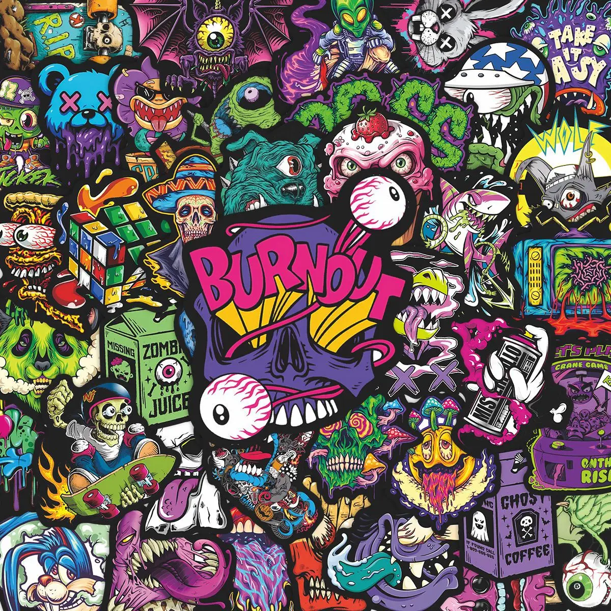 55 Uds pegatinas de calavera coloridas pegatinas de Thriller Emoji decoración de Graffiti cuaderno equipaje pegatinas impermeables