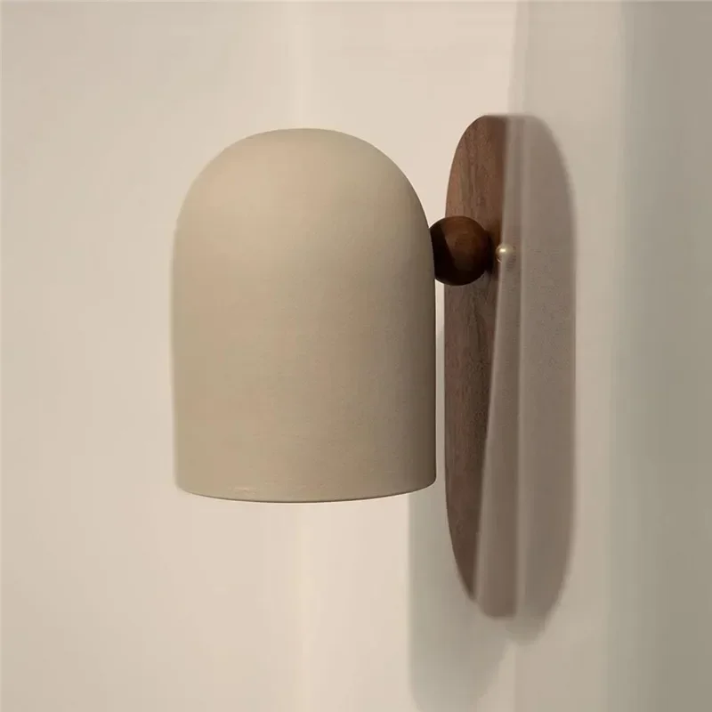 Large Wall Lamp Nordic Walnut wood decoration light Retro Bedside Atmosphere Japanese home  mirror headlight