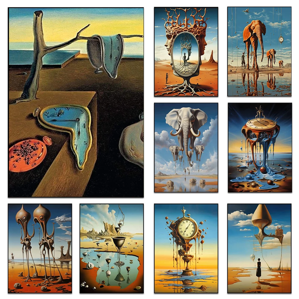 Surrealistische Wandkunst, Salvador Dali Gemäldedruck, berühmtes Kunstwerk, Poster für Wohnzimmerdekoration, surreales, skurriles Diamantgemälde