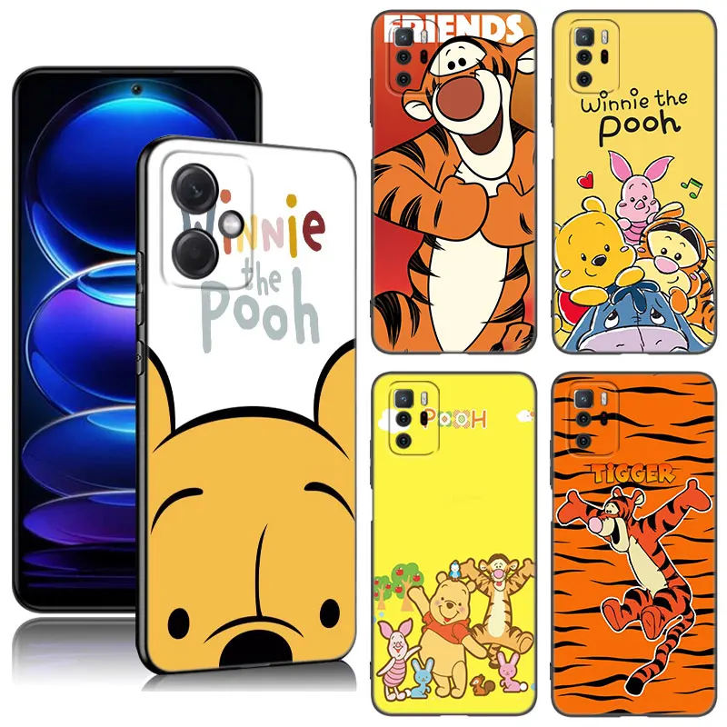 Honey The Pooh Phone Case For Xiaomi Redmi Note 10 11 11S 12 4G 8 9 11E 11T Pro Plus 10T 5G 8T 9S 10S 12S Black Silicone Cover