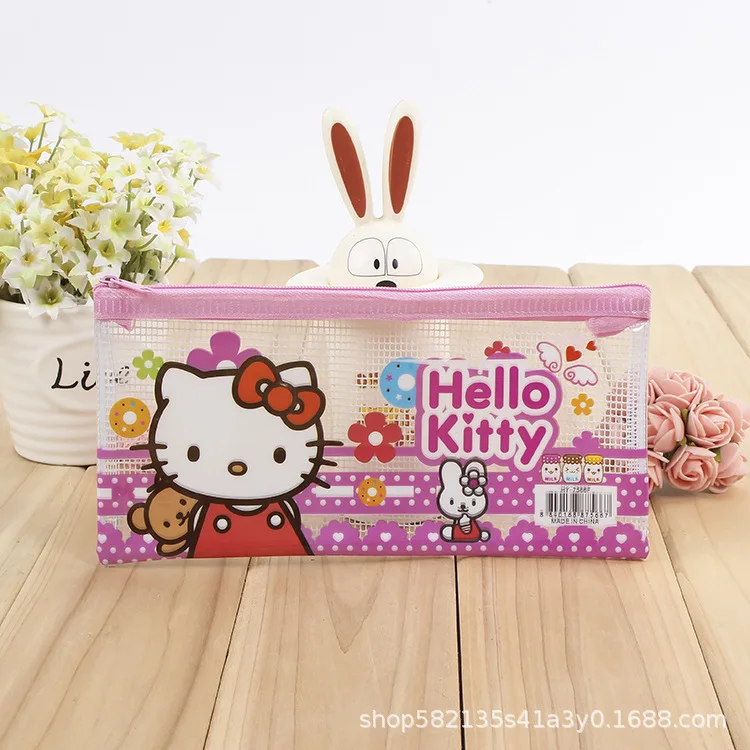 Sanrio Cute Hello Kitty Pvc File Bag Cartoon Stationery Bag Anime Anime Pencil Case Kawaii Student Storage Accessories Girl Gift