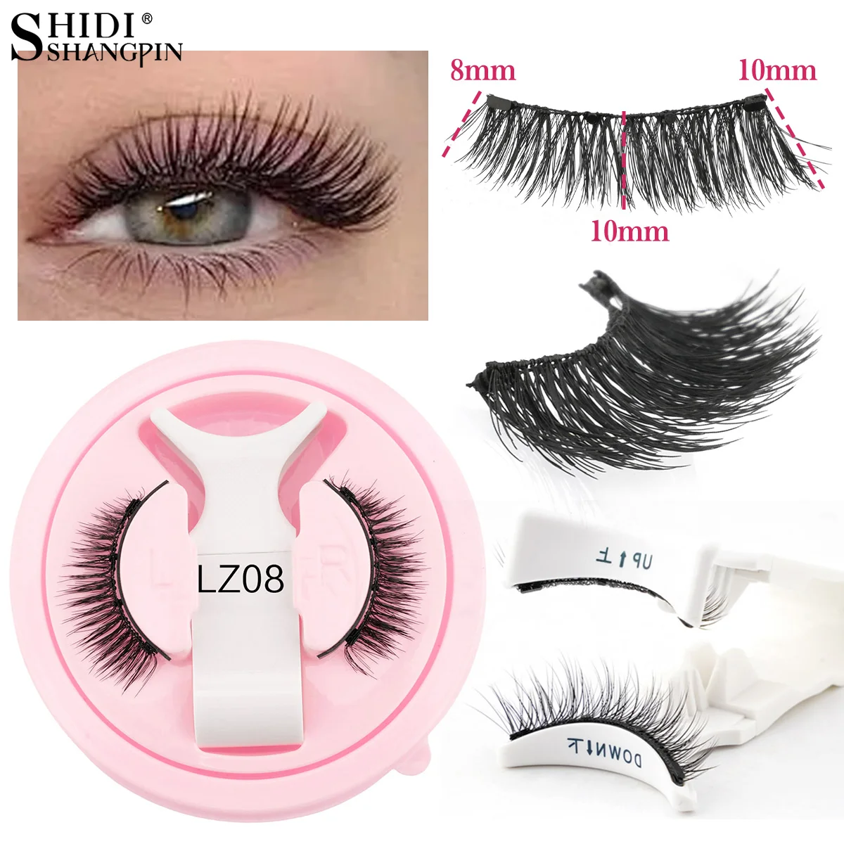 New 1 Pair Magnetic Eyelashes Reusable Faux Cils Soft False Eyelash Curly Mink Lashes with Magnetic Tweezers Set Makeup Tool