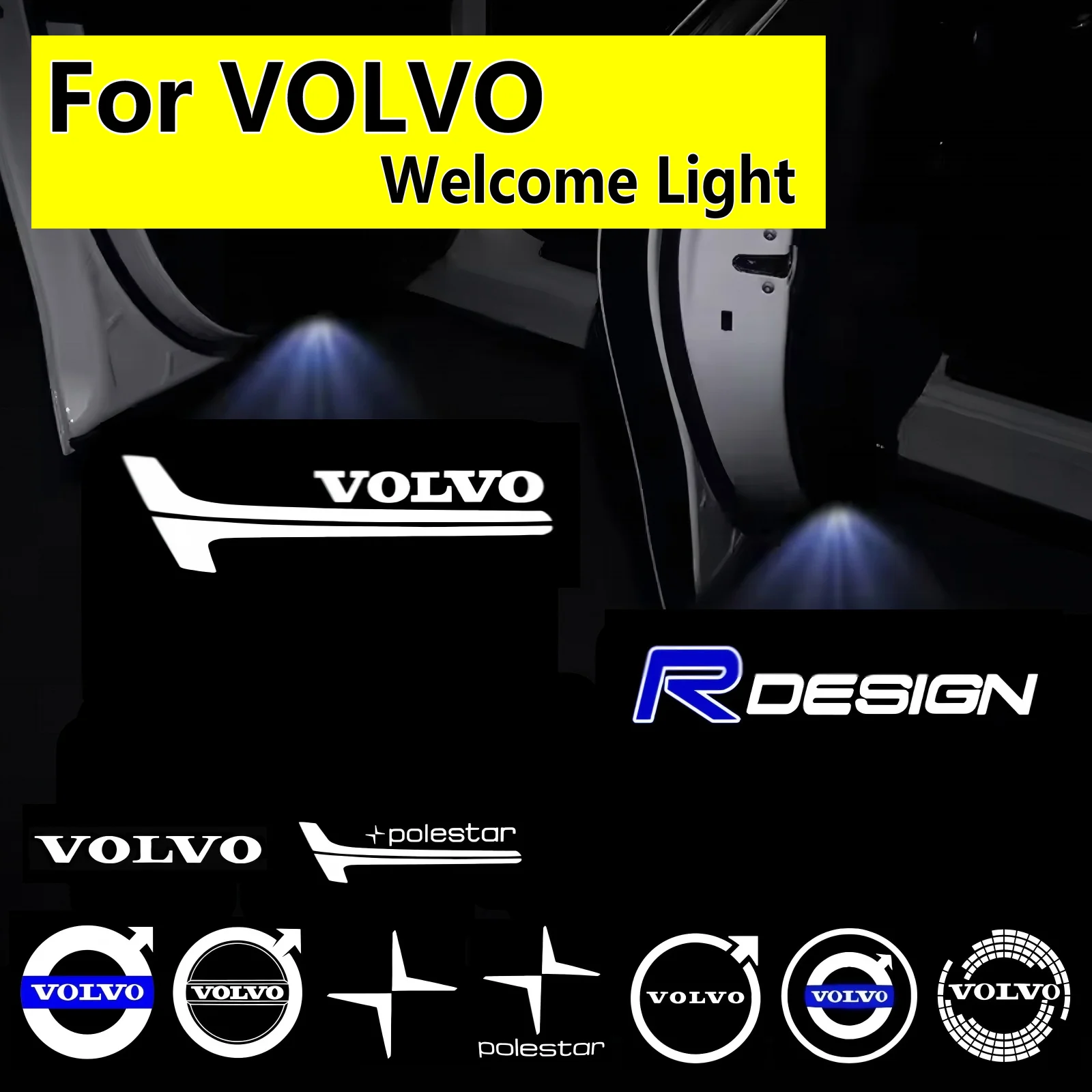 2 шт. автомобильный дверной светильник, проектор, приветственный свет для VOLVO XC90 XC60 XC40 V90 S90 V40 V60 S60 S80, автомобильные аксессуары, RDESIGN, логотип, свет
