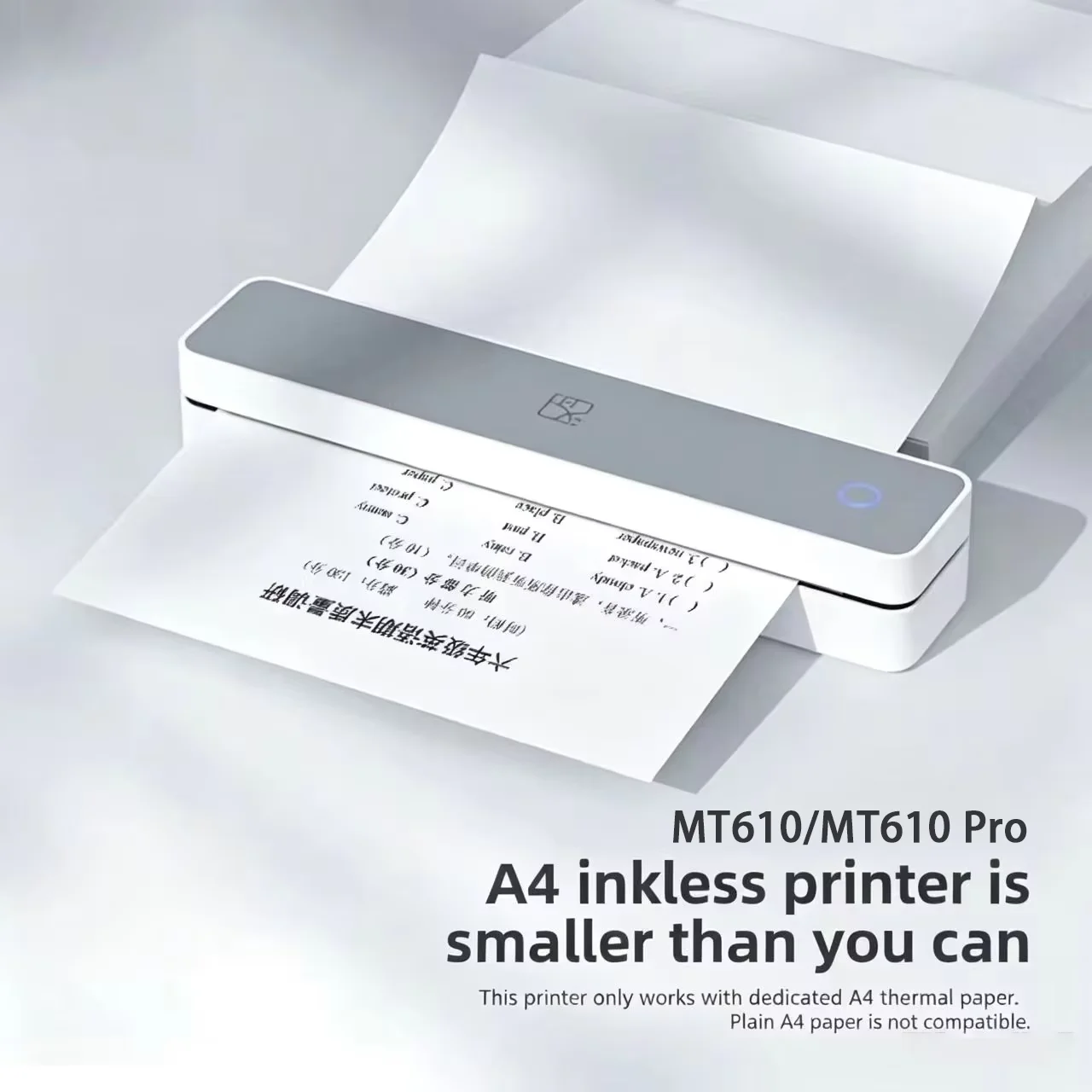 HPRT MT610/MT610Pro A4 Portable Thermal Printer 300DPI / 200DPI Mini A4 Paper Printer For Tattoos Office Home Inkless Printing
