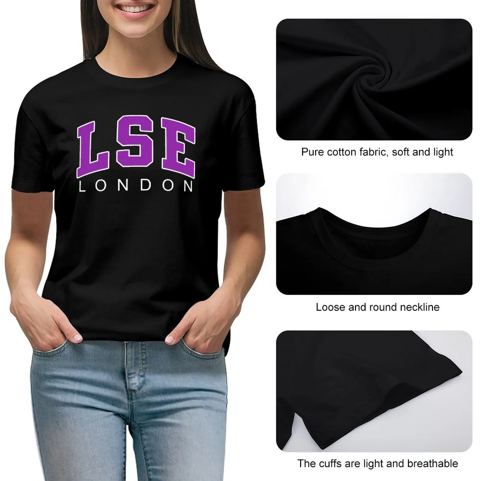 London School of Psychology LSE T-shirt, roupas hippie, top de verão, roupas femininas