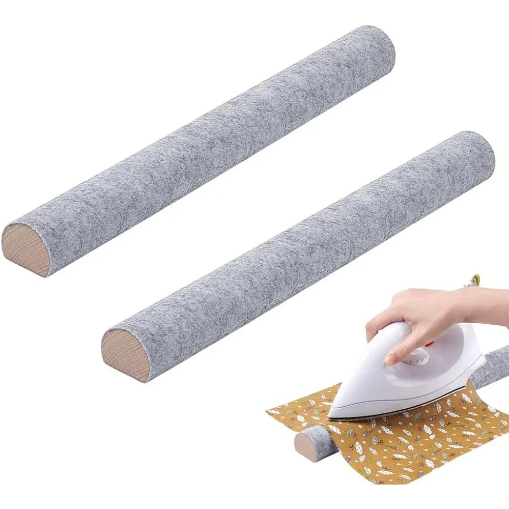 2Pcs 15.75In Wool Pressing Bar with Solid Wood Core Beech Wood Pressing Bar with Sew Quilters Clapper Gray Tailors Tool