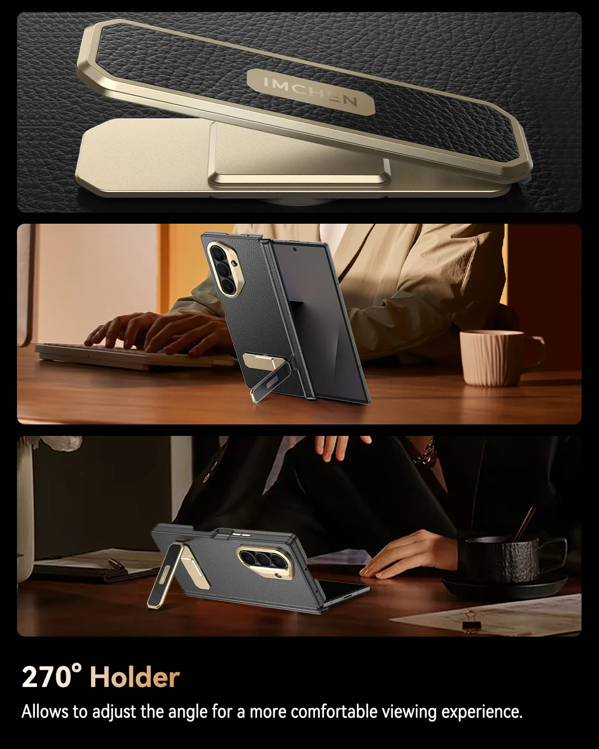 T2 Magnetic Rotatable Stand Case for Samsung Galaxy Z Fold 5/6/7, Box-Style Shockproof Protective Cover