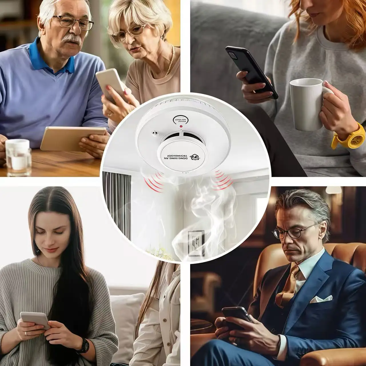 Czujnik dymu i temperatury 2w1 z Wi-Fi, czujnik dymu Tuy z Wi-Fi, alarmy pożarowe, alarm dymowy